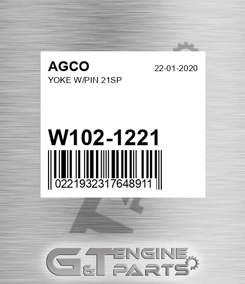 W102-1221 Yoke W/pin 21sp for AGCO
