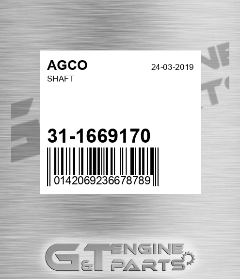31-1669170 Shaft for AGCO