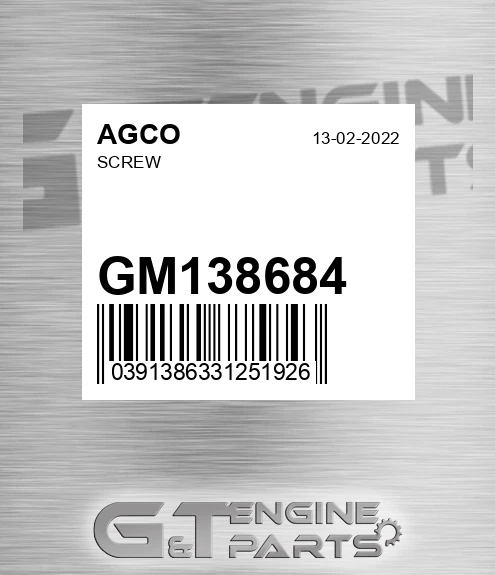 GM138684 Screw for AGCO