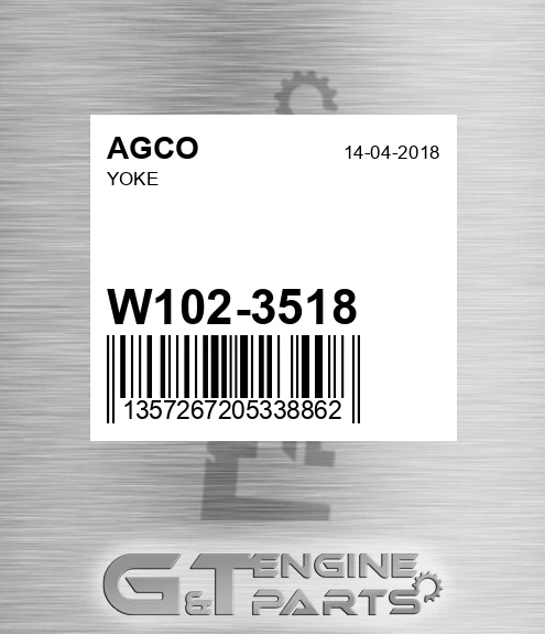 W102-3518 Yoke for AGCO