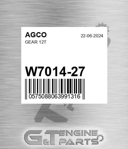 W7014-27 Gear 12t for AGCO