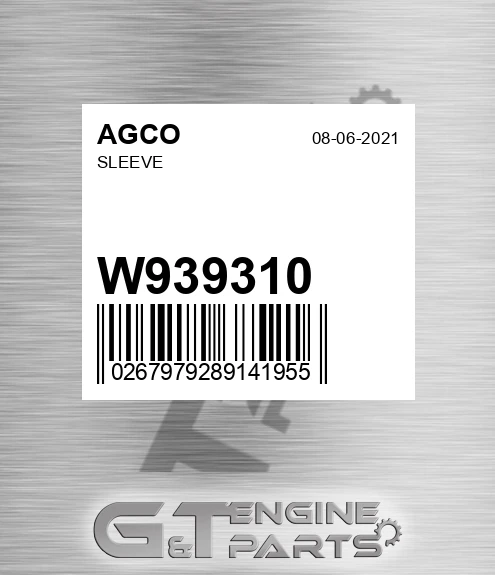 W939310 Sleeve for AGCO