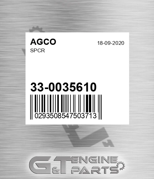 33-0035610 Spcr for AGCO