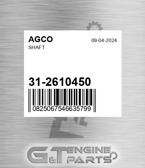 31-2610450 Shaft for AGCO