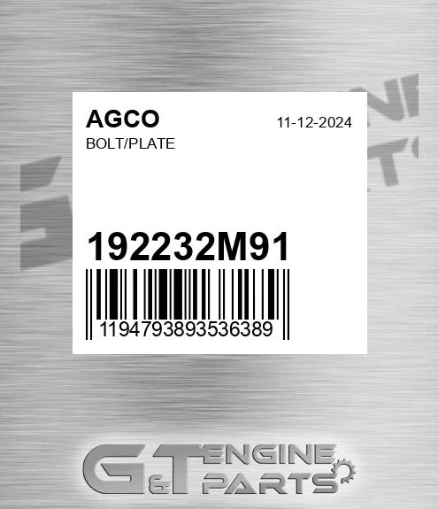 192232M91 Bolt/plate for AGCO