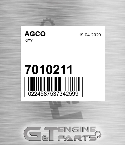 7010211 Key for AGCO
