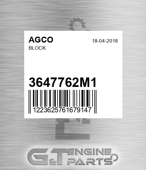 3647762M1 Block for AGCO