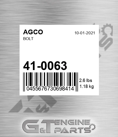 41-0063 Bolt for AGCO
