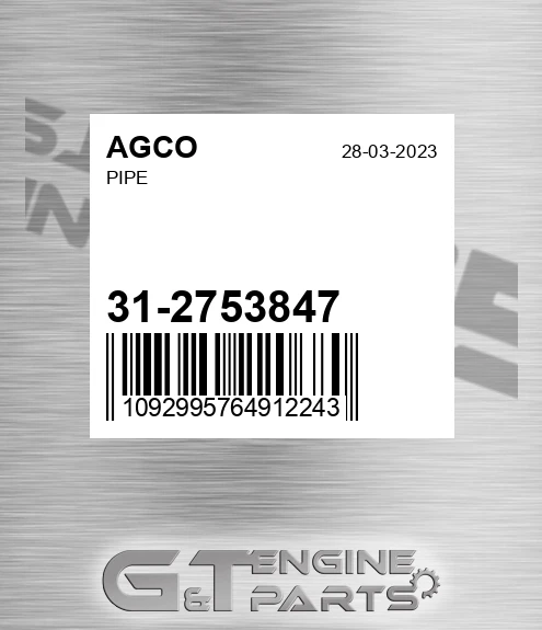 31-2753847 Pipe for AGCO