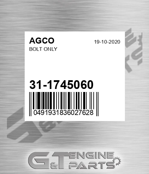 31-1745060 Bolt Only for AGCO
