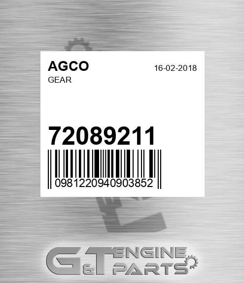 72089211 AGCO Gear