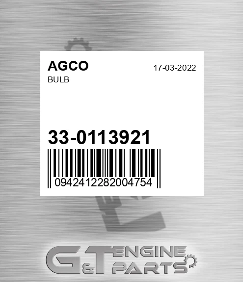 33-0113921 Bulb for AGCO
