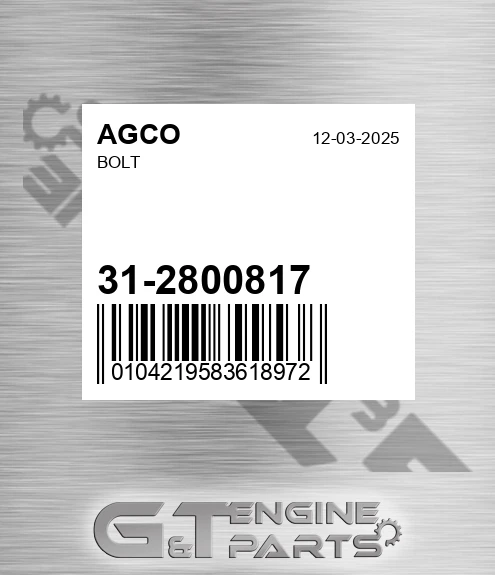 31-2800817 Bolt for AGCO