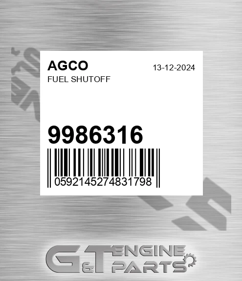 9986316 AGCO Fuel Shutoff