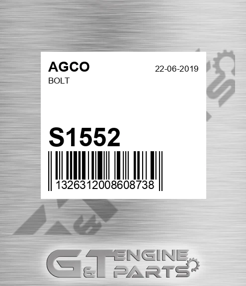 S1552 Bolt for AGCO