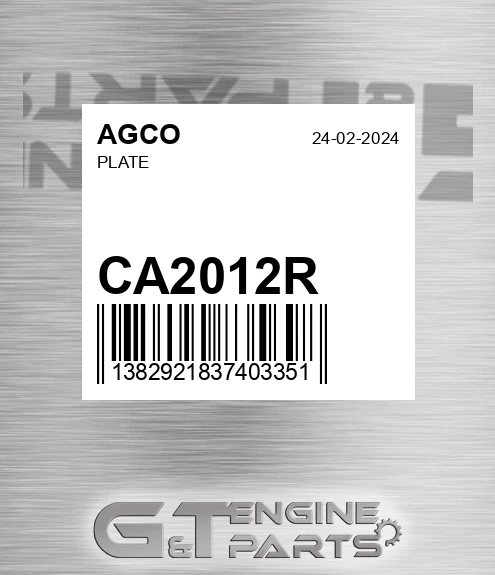 CA2012R AGCO Plate