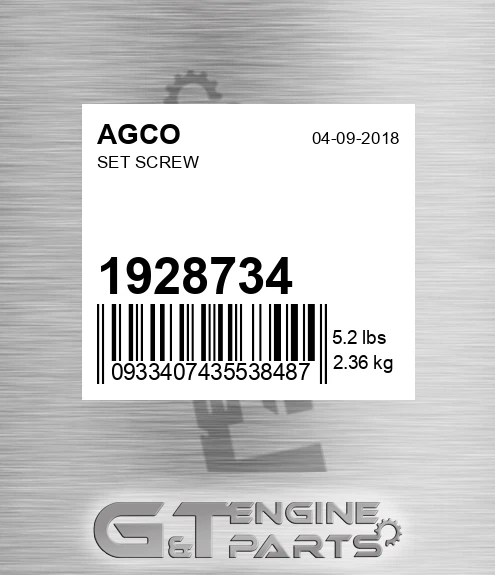 1928734 Set Screw for AGCO
