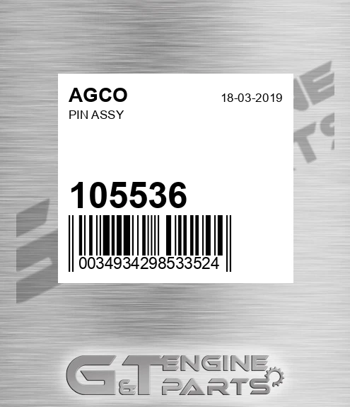 105536 Pin Assy for AGCO