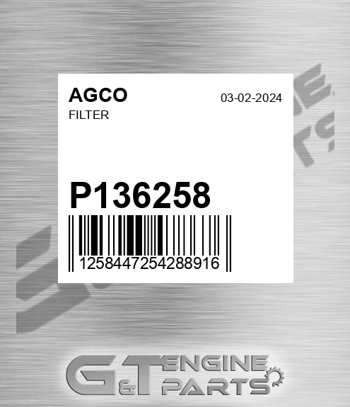 P136258 Filter for AGCO