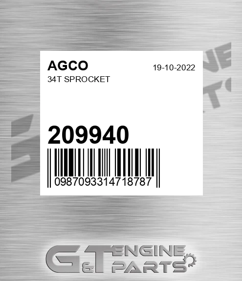209940 AGCO 34t Sprocket