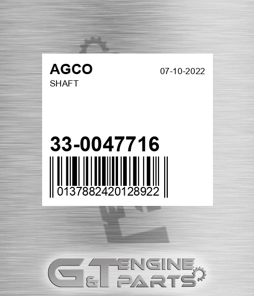 33-0047716 Shaft for AGCO