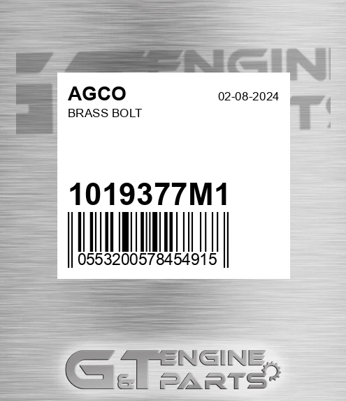 1019377M1 AGCO Brass Bolt