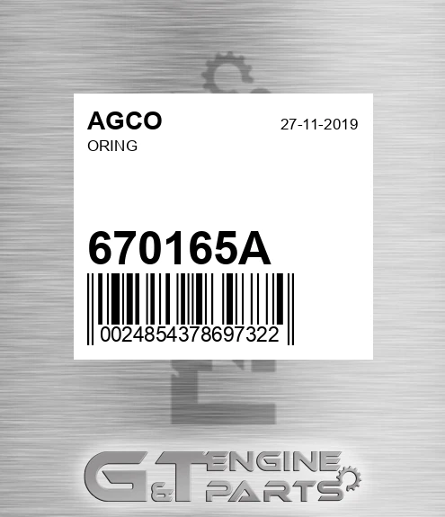 670165A AGCO Oring