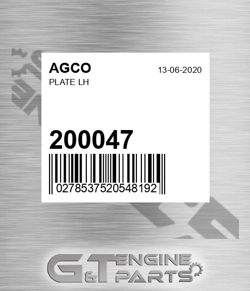 200047 Plate Lh