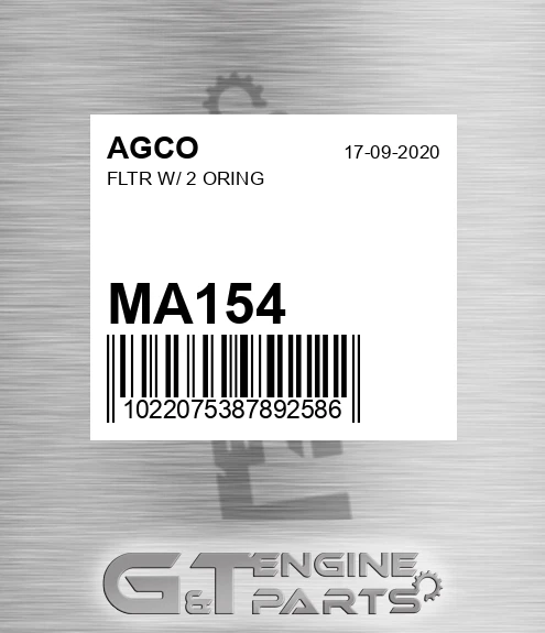 MA154 Fltr W/ 2 Oring