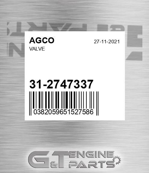 31-2747337 Valve for AGCO