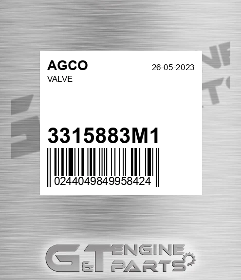 3315883M1 Valve for AGCO