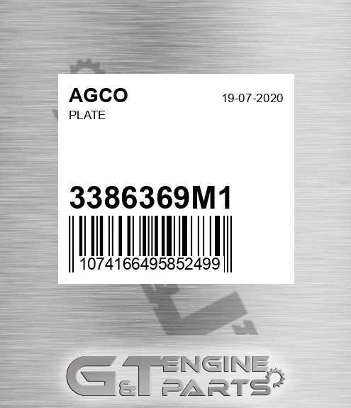 3386369M1 Plate for AGCO