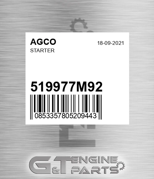 519977M92 Starter for AGCO