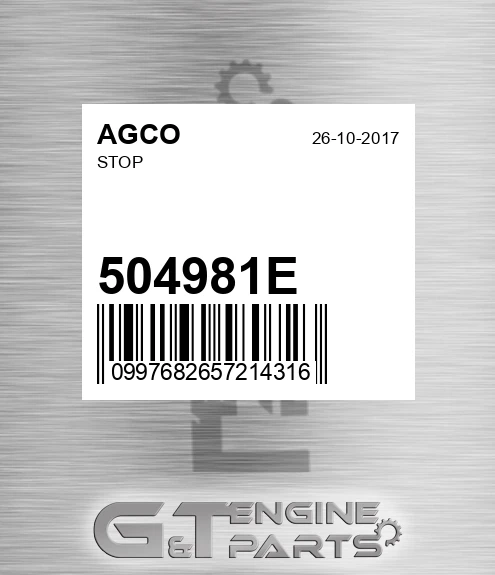 504981E Stop for AGCO
