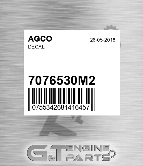 7076530M2 AGCO Decal