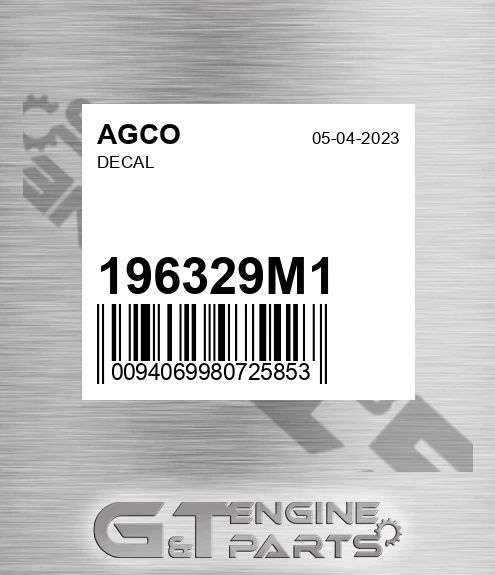 196329M1 Decal for AGCO