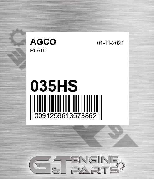 035HS AGCO Plate