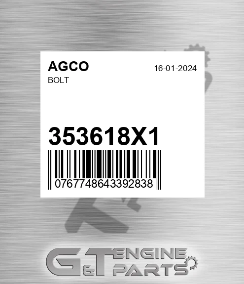 353618X1 Bolt for AGCO