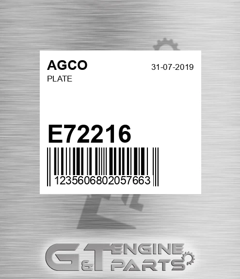 E72216 AGCO Plate