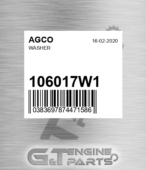 106017W1 AGCO Washer