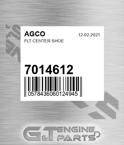 7014612 AGCO Flt Center Shoe