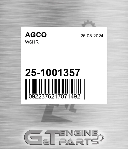 25-1001357 Wshr for AGCO