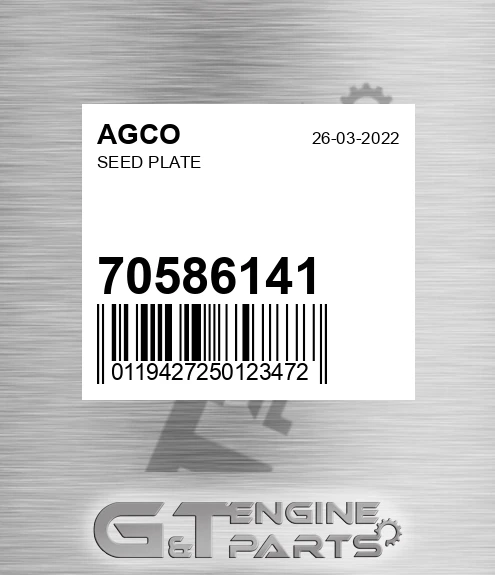 70586141 Seed Plate for AGCO