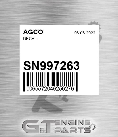 SN997263 Decal for AGCO