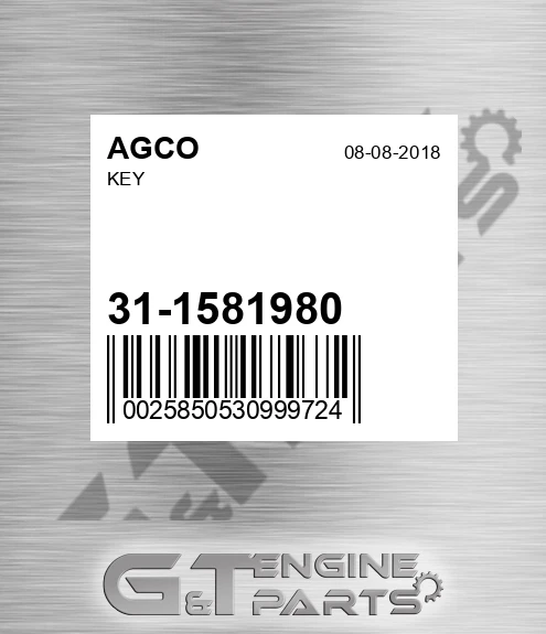 31-1581980 Key for AGCO