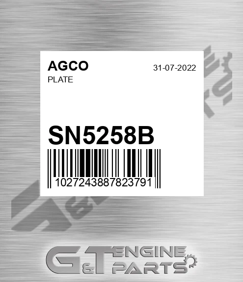 SN5258B AGCO Plate
