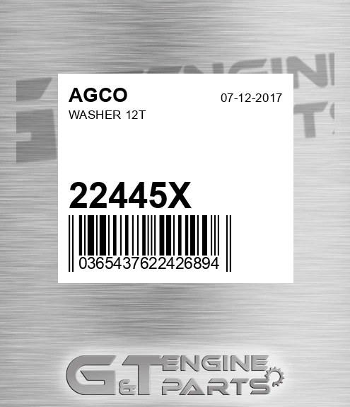 22445X Washer 12t for AGCO