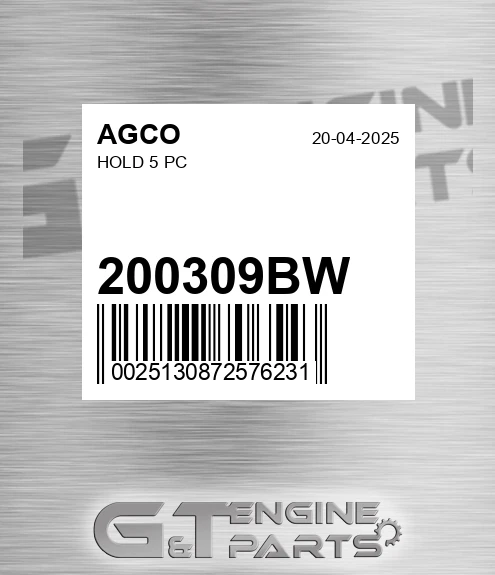 200309BW Hold 5 Pc for AGCO