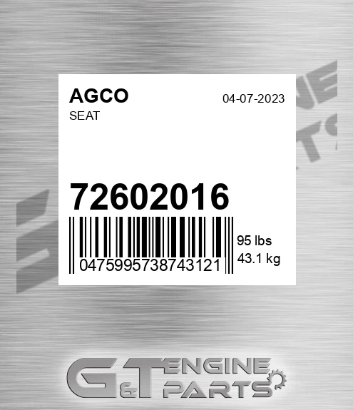 72602016 AGCO Seat