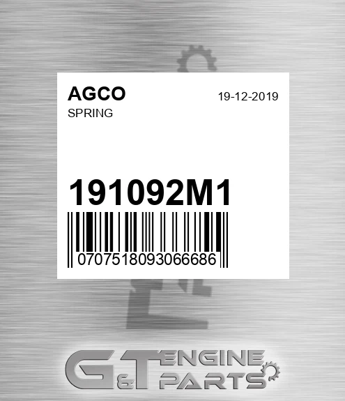 191092M1 Spring for AGCO
